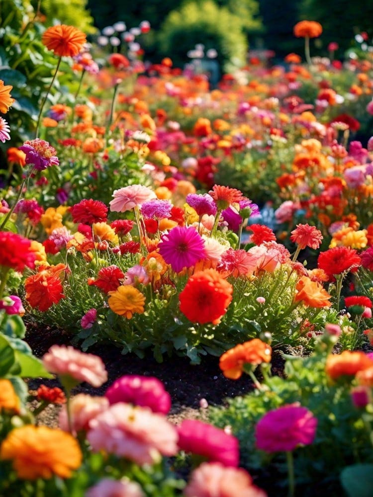 Colorful Flowers In A Garden