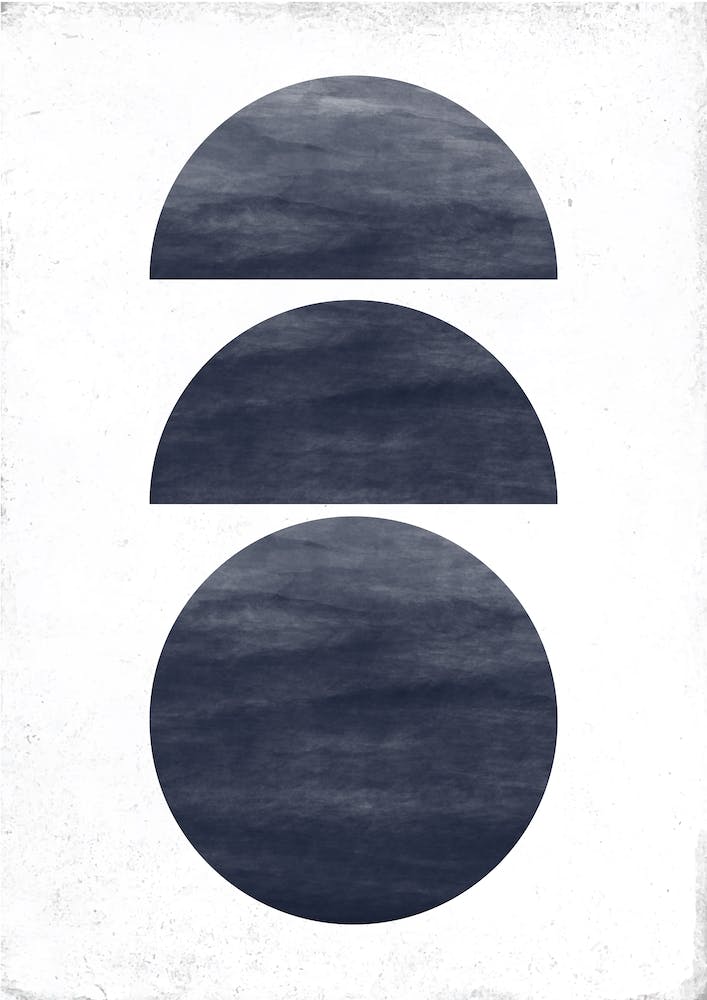 Dull Blue Half And Full Circle Abstract II