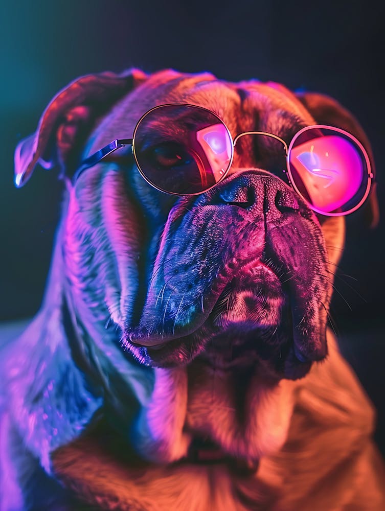 Beautiful Dog Under Neon Lights 15