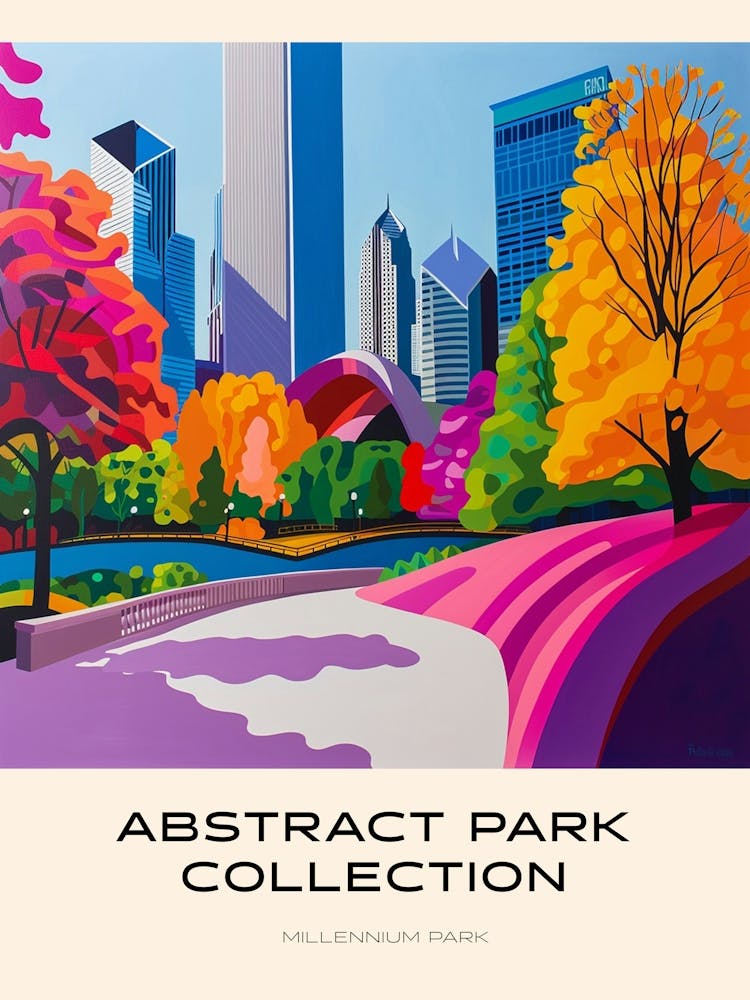 Abstract Park Collection Poster Millennium Park Chicago 1