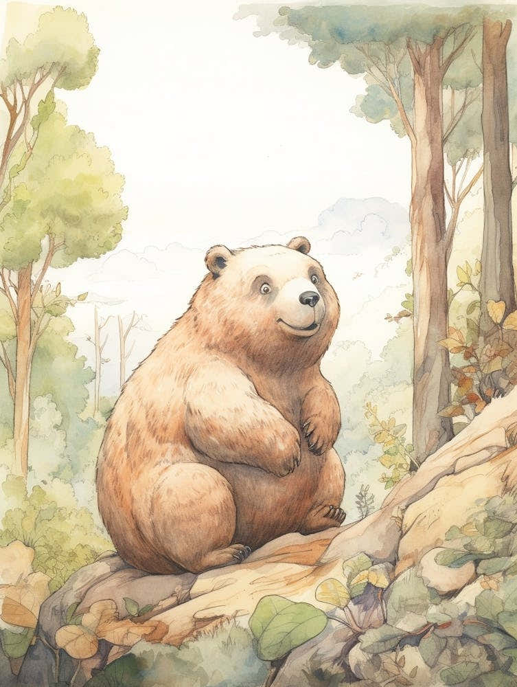 Storybook Animal Watercolour Wombat 3