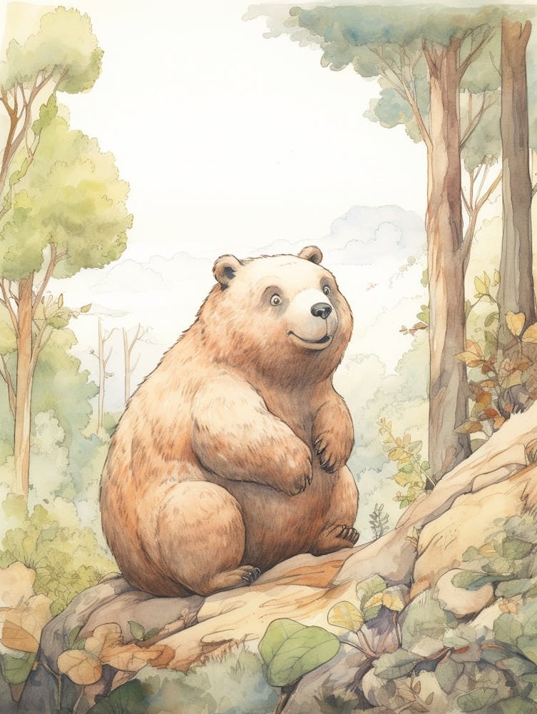 Storybook Animal Watercolour Wombat 3