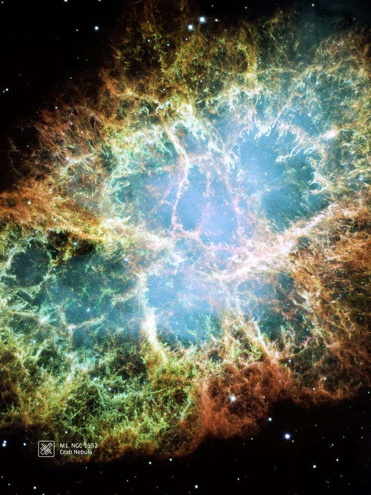 Crab Nebula. M1, NGC 1952 ⛔ HQ-quality (NASA Hubble Space Telescope) — space poster, science poster, space photo
