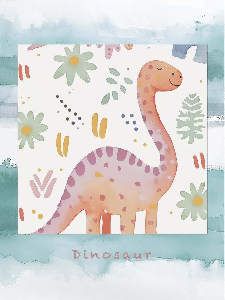 Cute Muted Pastels Pattern Dinosaur 2 Poster