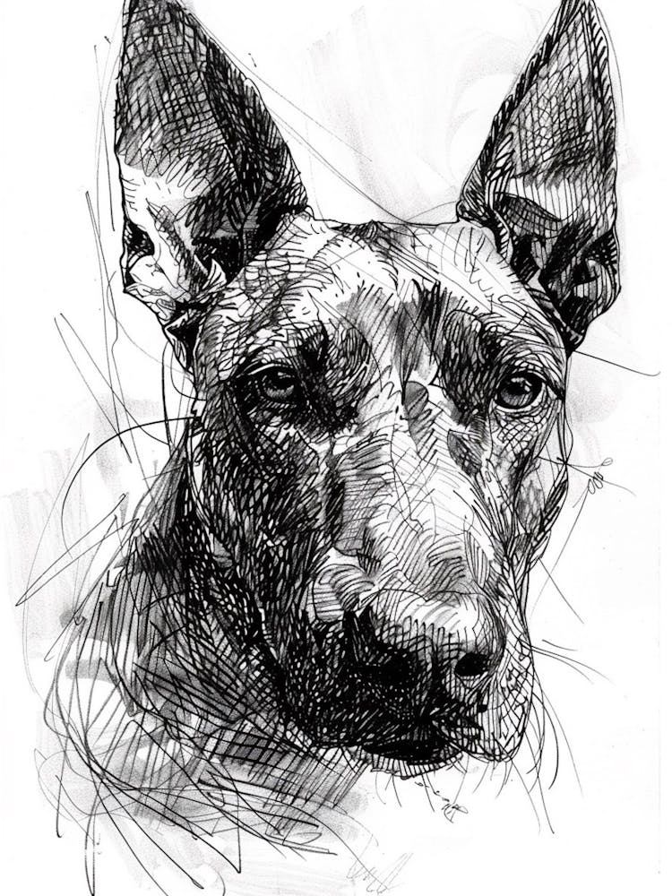 Miniature Bull Terrier Line Sketch 4