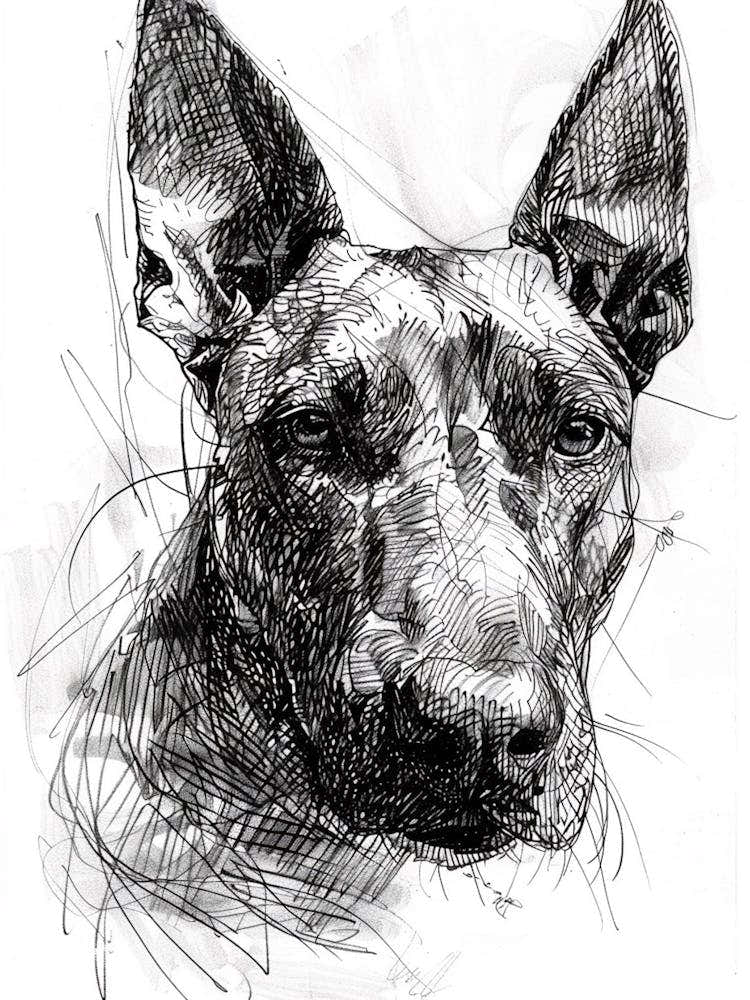 Miniature Bull Terrier Line Sketch 4