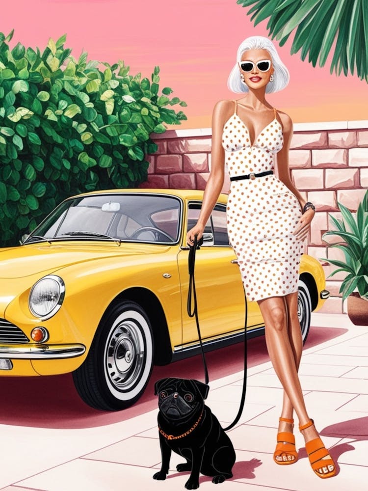 Girl With A Yellow Car