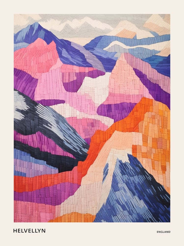 Helvellyn England 2 Colourful Mountain Illustration Poster