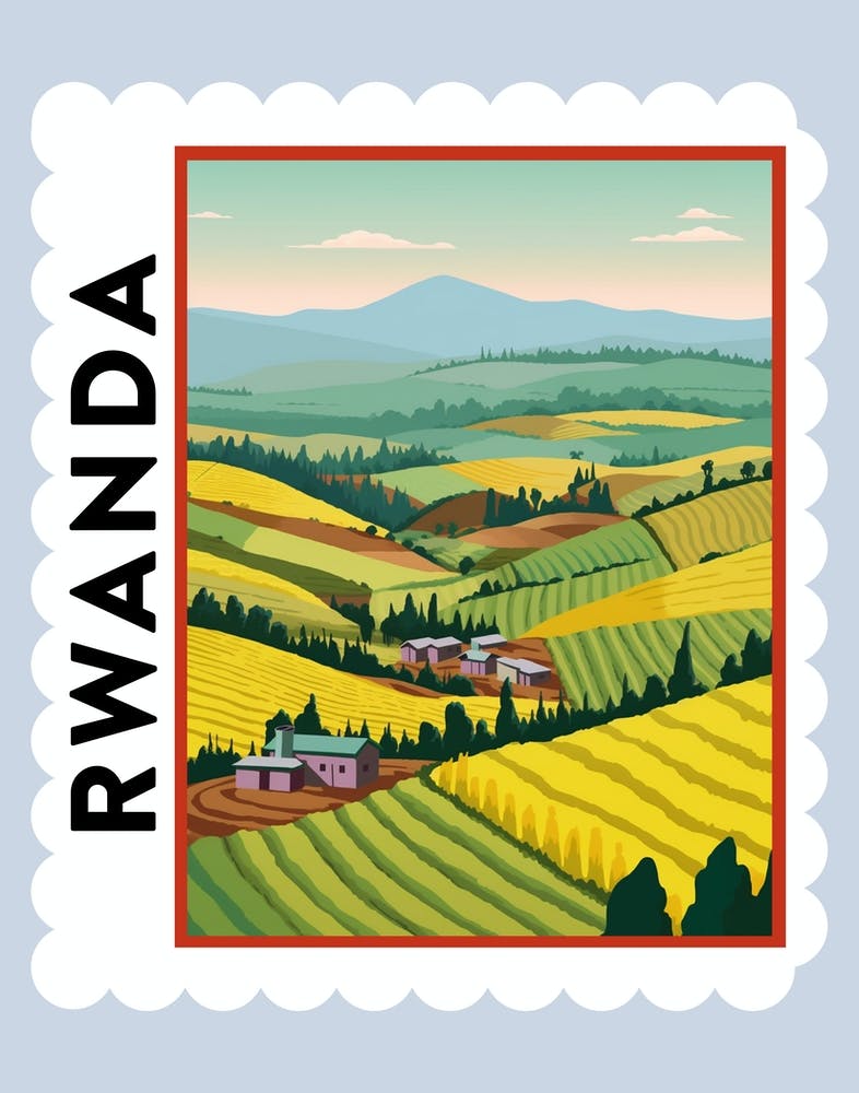 Rwanda Travel Stamp Poster