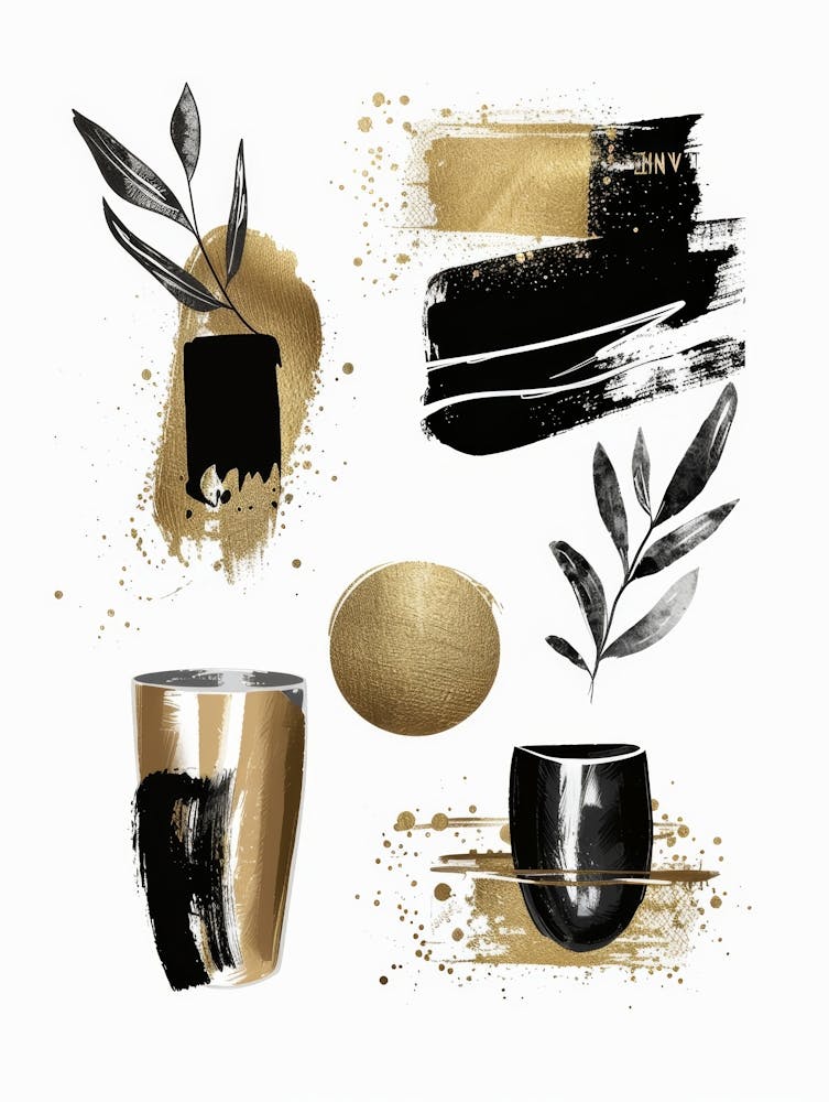 Gold And Black Abstract Painting 101