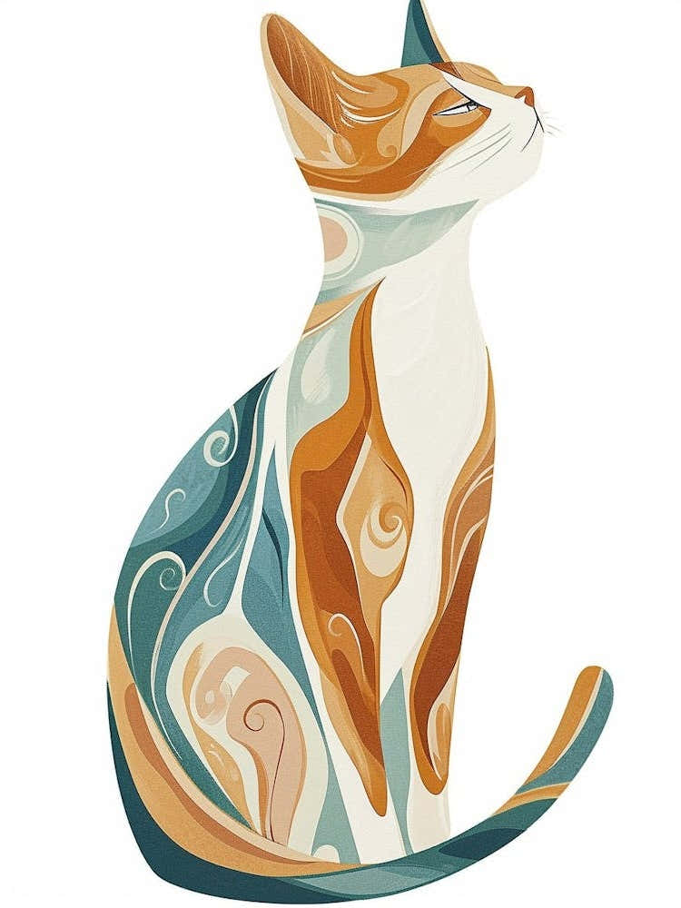 Turkish Van Cat Clipart Illustration 2
