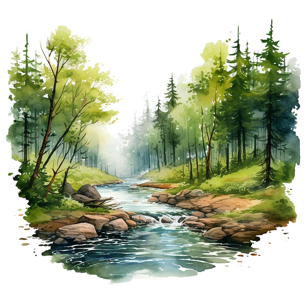 Watercolor Forest Landscape 5