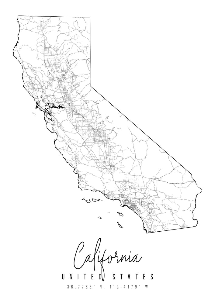 California Minimal Street Map