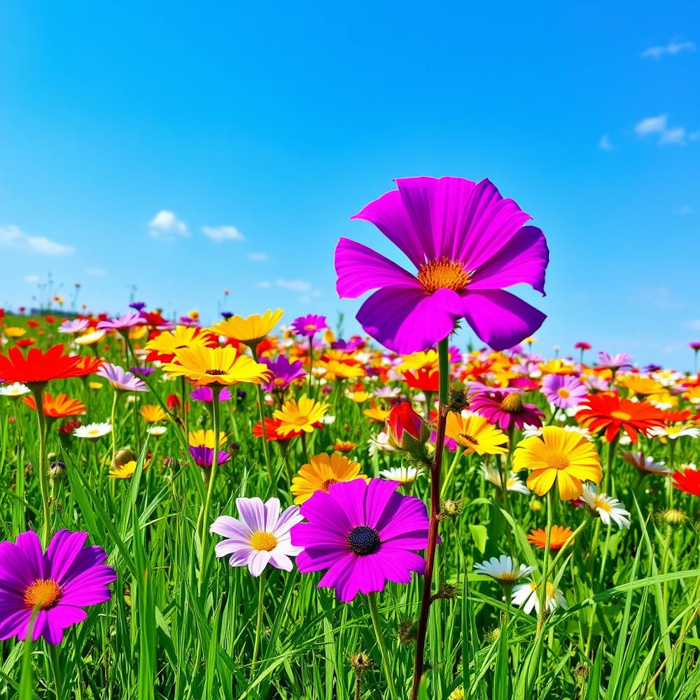 Colorful Flowers In A Field