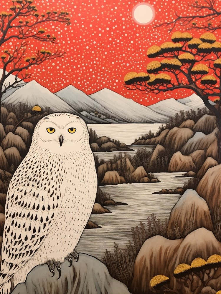 Bird Illustration Snowy Owl 2