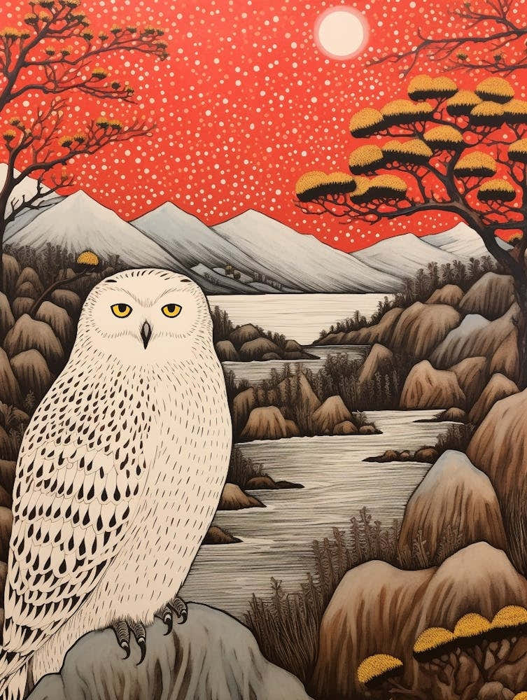 Bird Illustration Snowy Owl 2