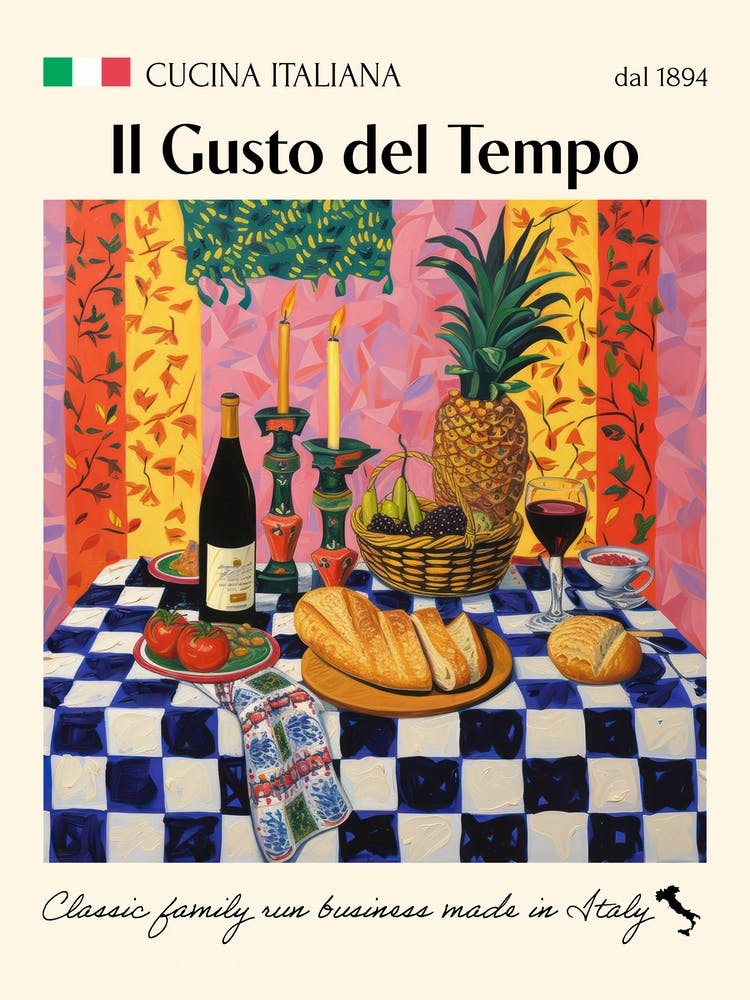 Il Gusto Del Tempo Trattoria Italian Poster Food Kitchen