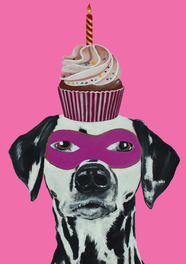 Dalmatian With Cupcake