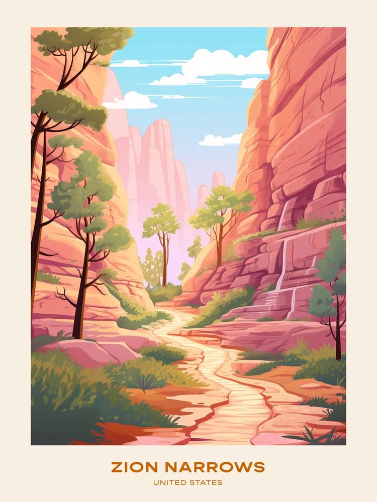 Zion Narrows Usa 2 Hike Poster
