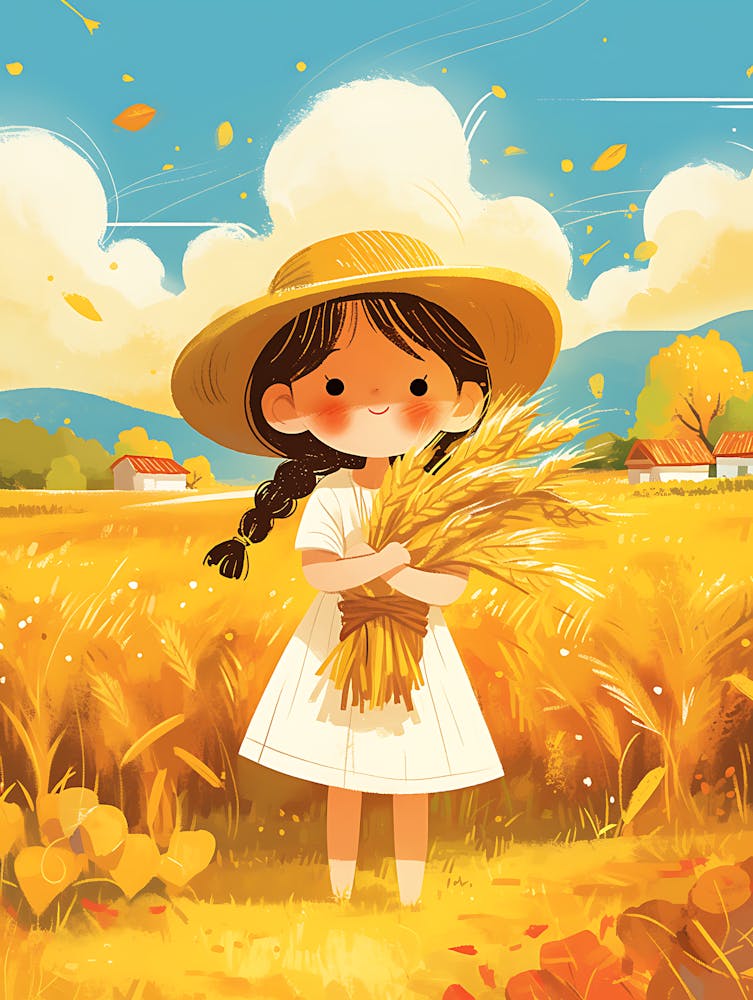 Cute Little Girl In A Wheat Field 15