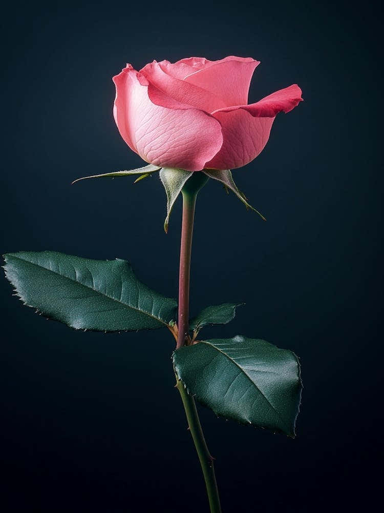 Pink Rose Isolated On Black Background 9
