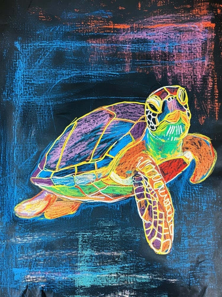 Sea Turtle Crayon Ocean Doodle 3