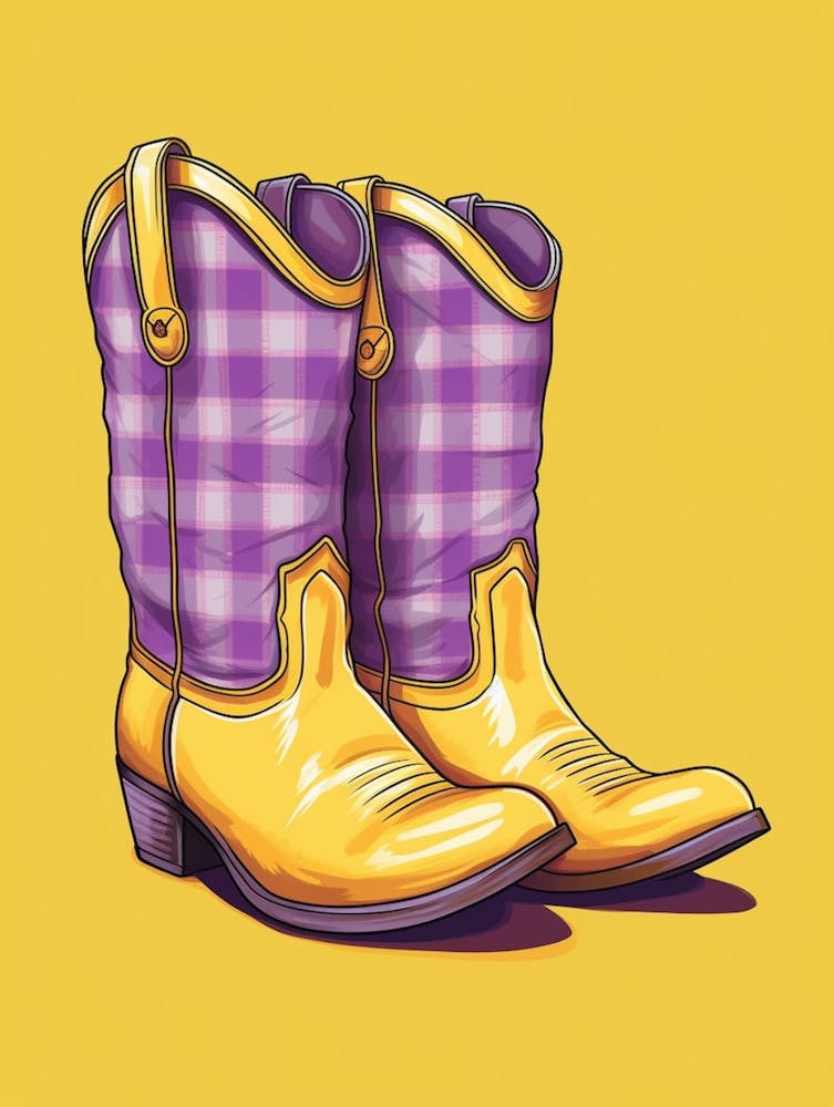 Cowgirl Boots Yellow And Purple 3