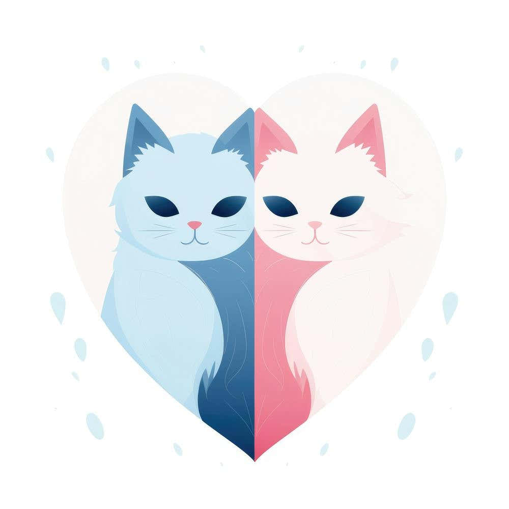Two Cats In A Heart