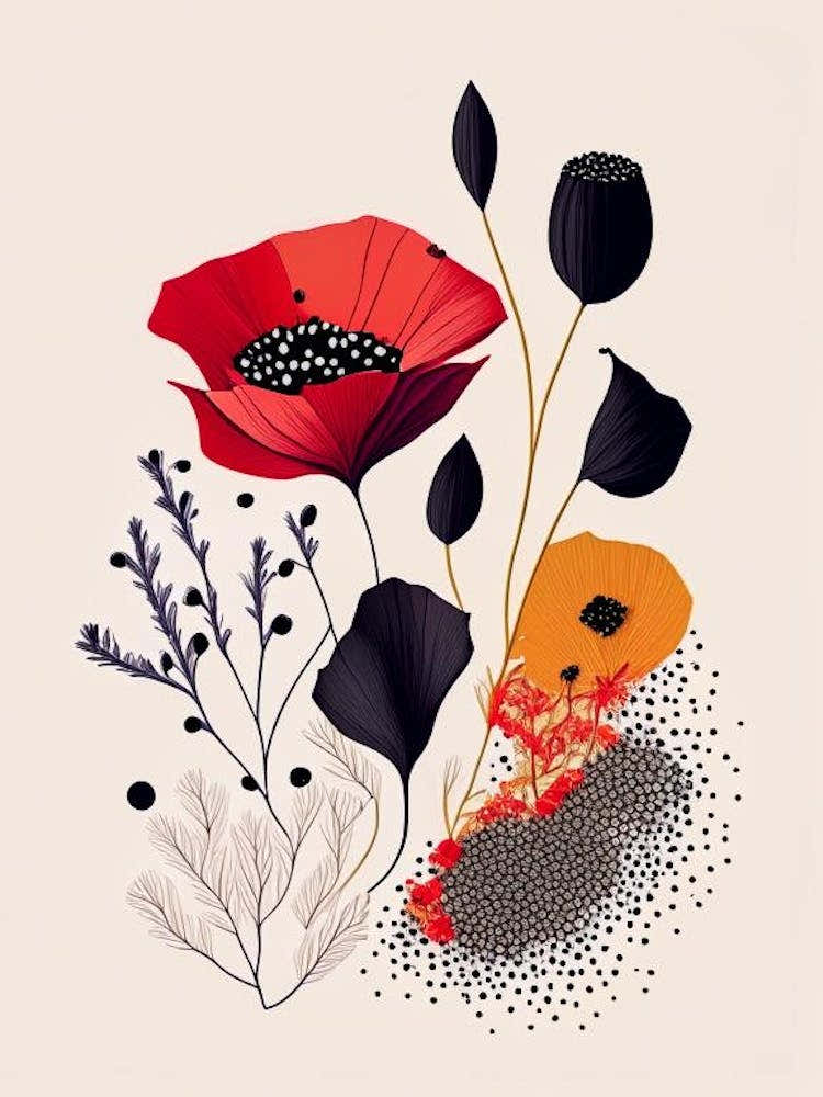 Poppy Seeds Spices And Herbs Minimal Line Drawing 1