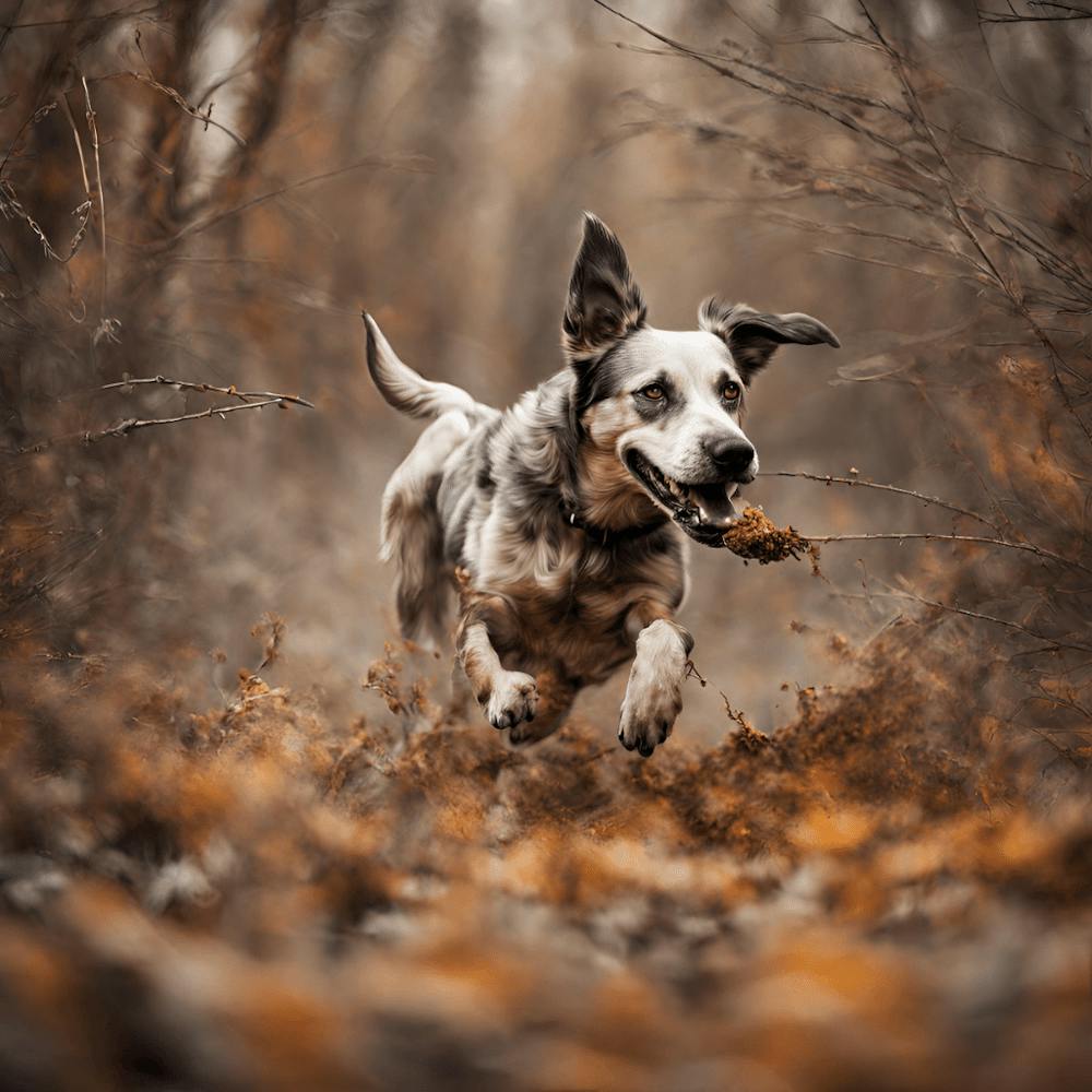 Dog Running Through The Woods