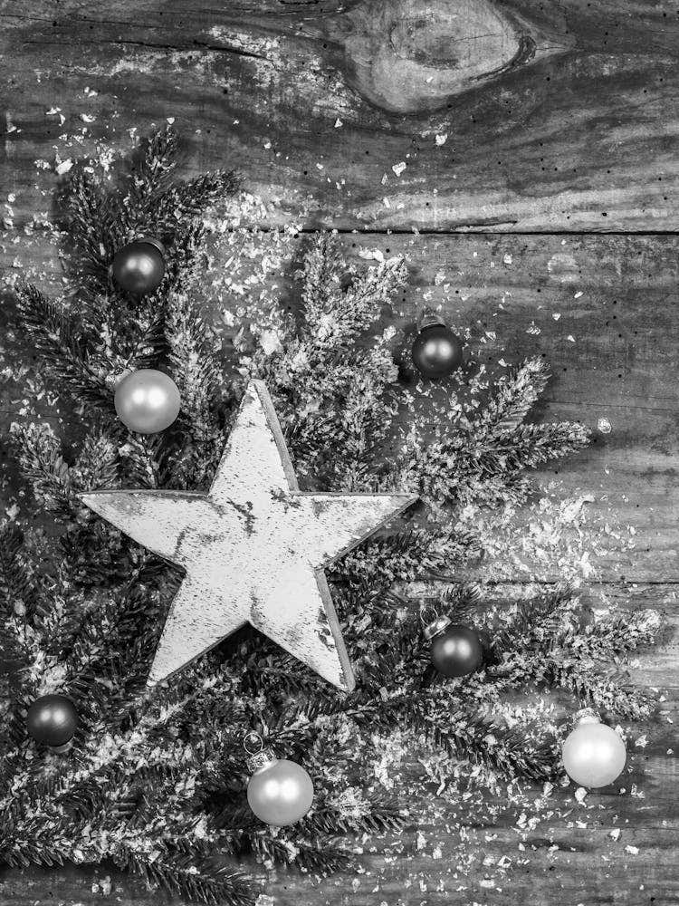 Christmas Tree On A Wooden Background