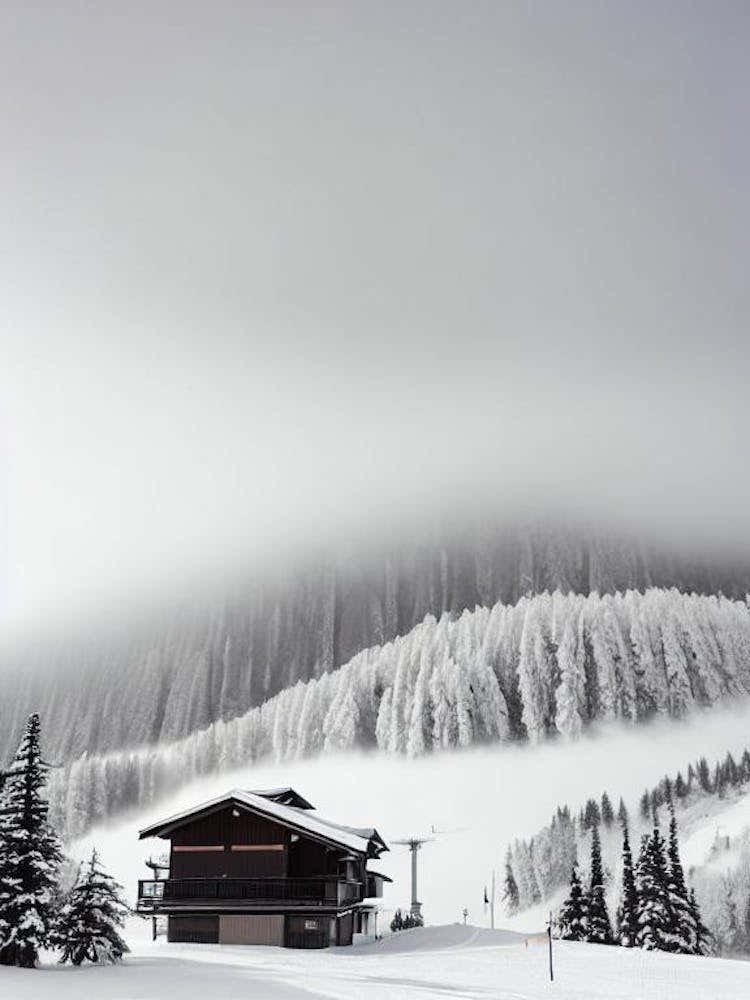 Hakuba 47, Japan Black And White Skiing Poster