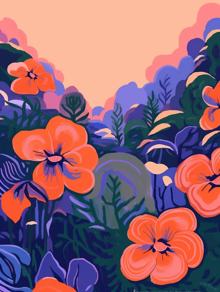 Boho Wildflower Painting Violets Viola 3