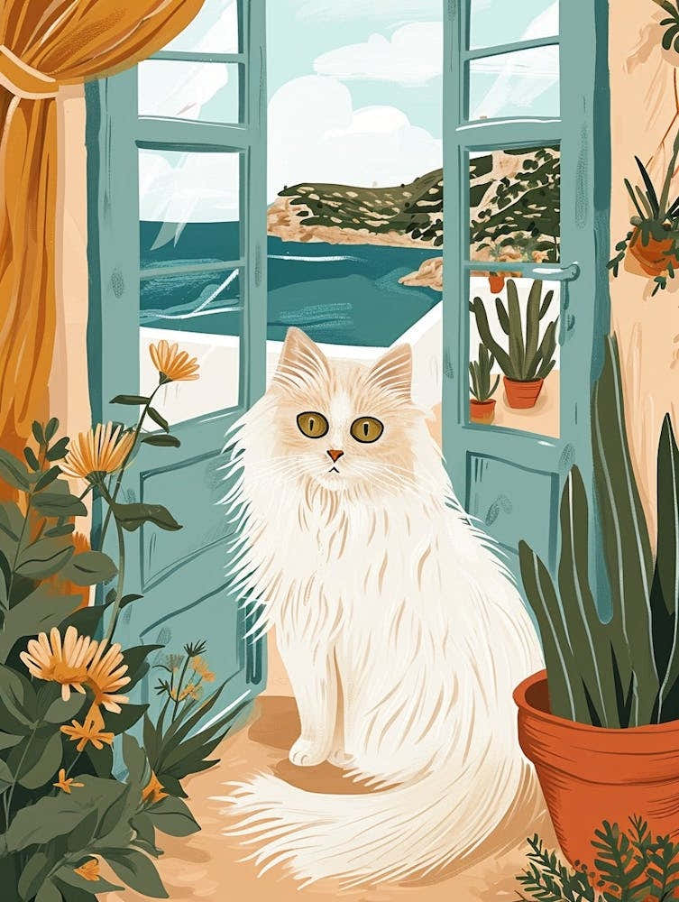 Persian Cat Storybook Illustration 1