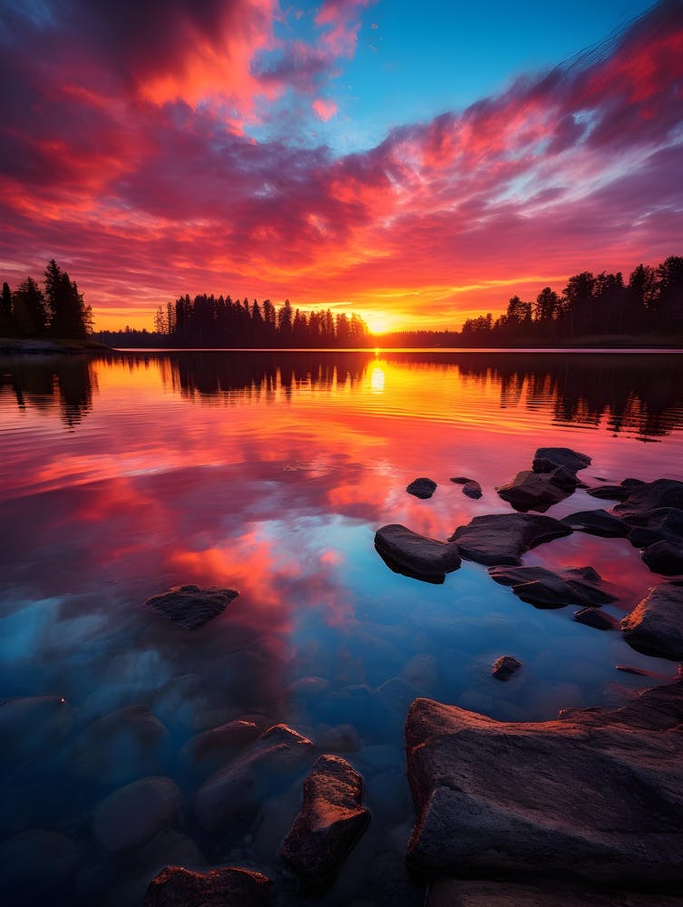 Beautiful Sunset Over A Lake
