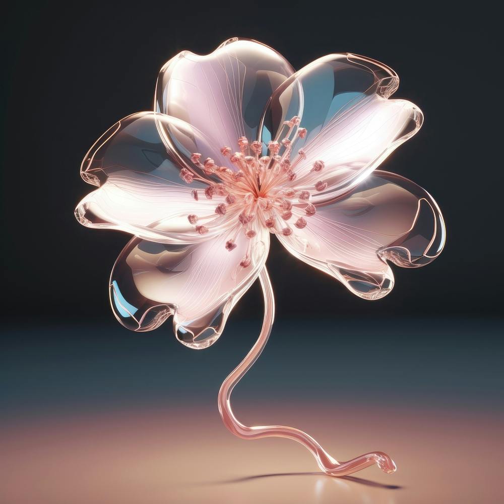 3d Rendering Of Delicate Glass Flower