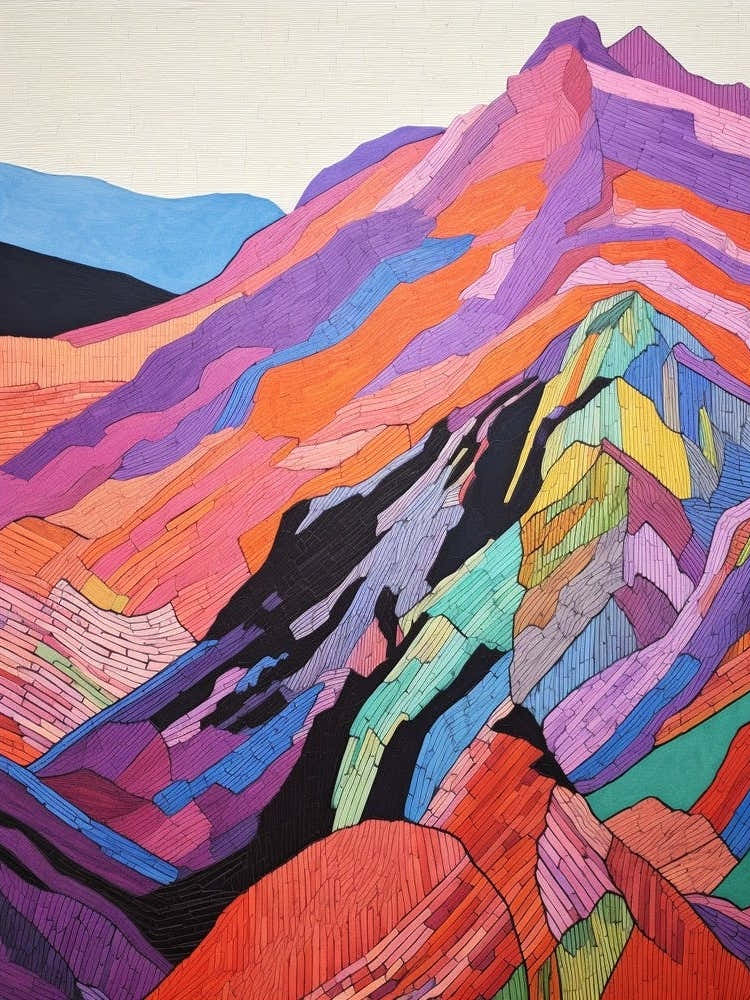 Slieve Donard England Colourful Mountain Illustration