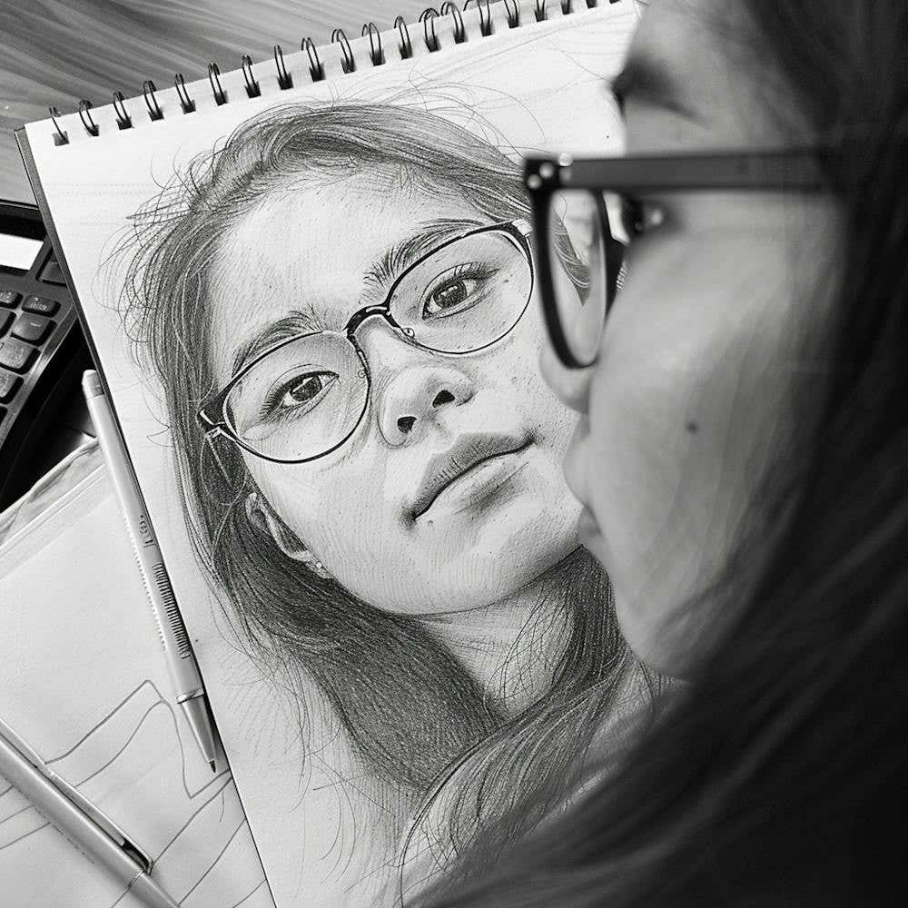 Portrait Of A Girl With Glasses 1