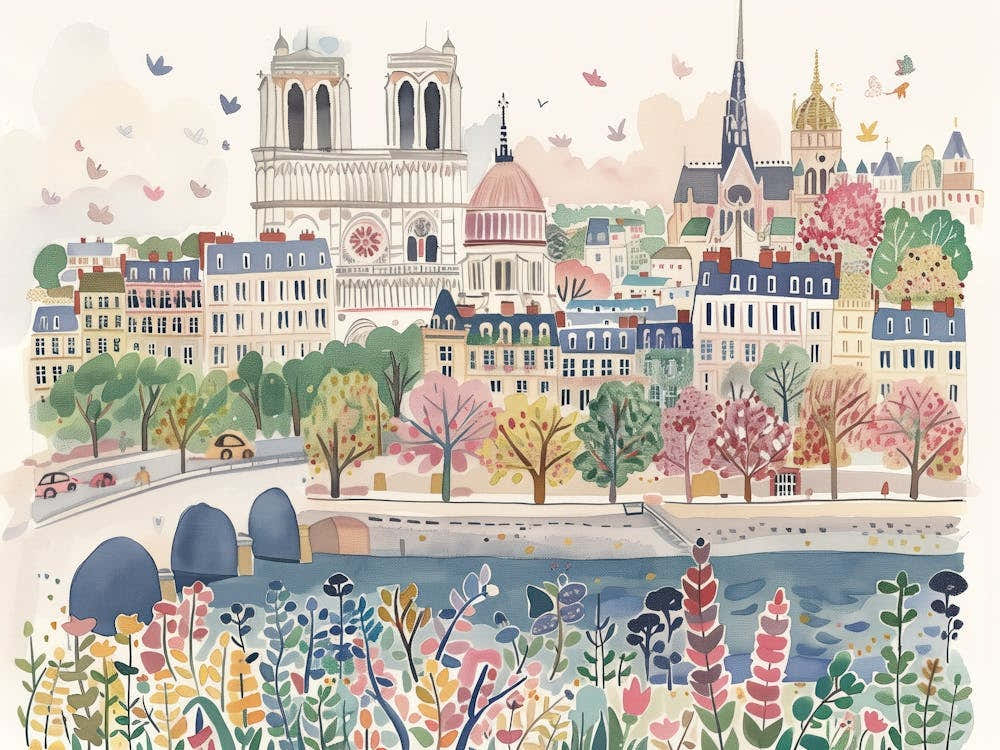 Paris France Landmarks Painting Landscape