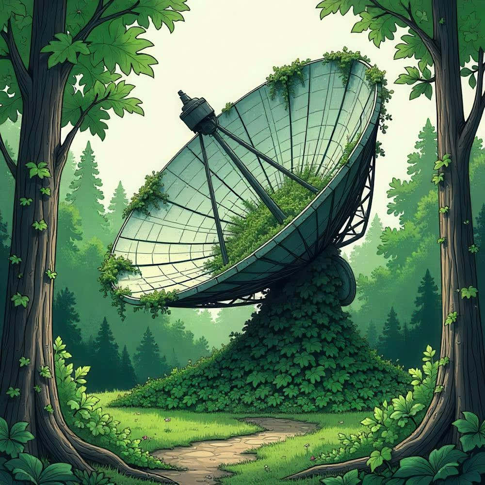 Satellite Dish In The Forest 1