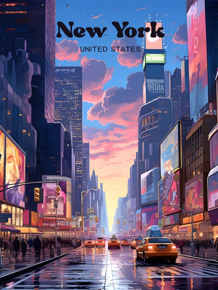 New York United States Borough Modern Travel Art