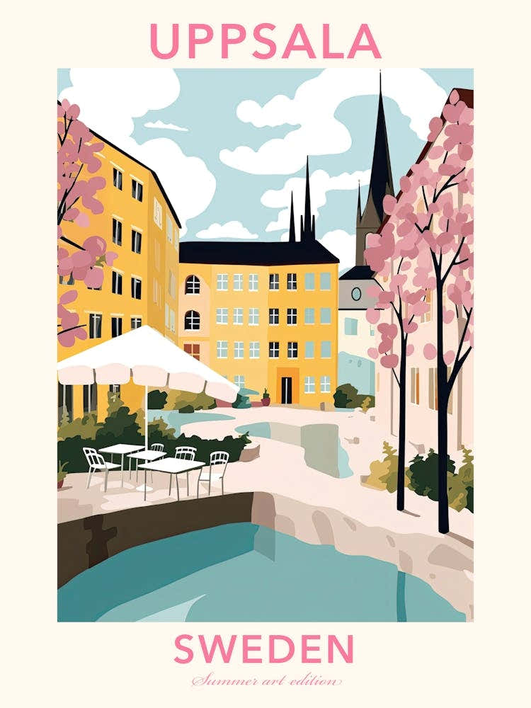 Uppsala, Sweden, Flat Pastels Tones Illustration 2 Poster