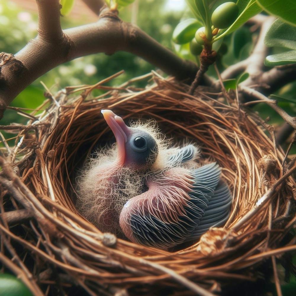 Baby Bird In A Nest