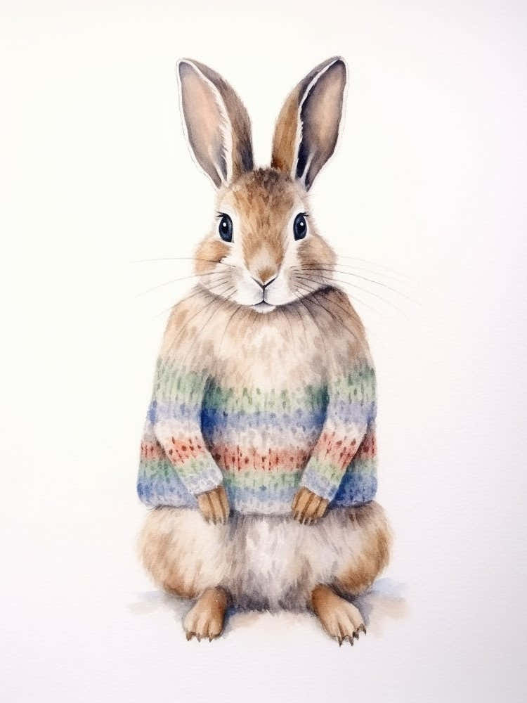 Baby Animal Watercolour Hare 1