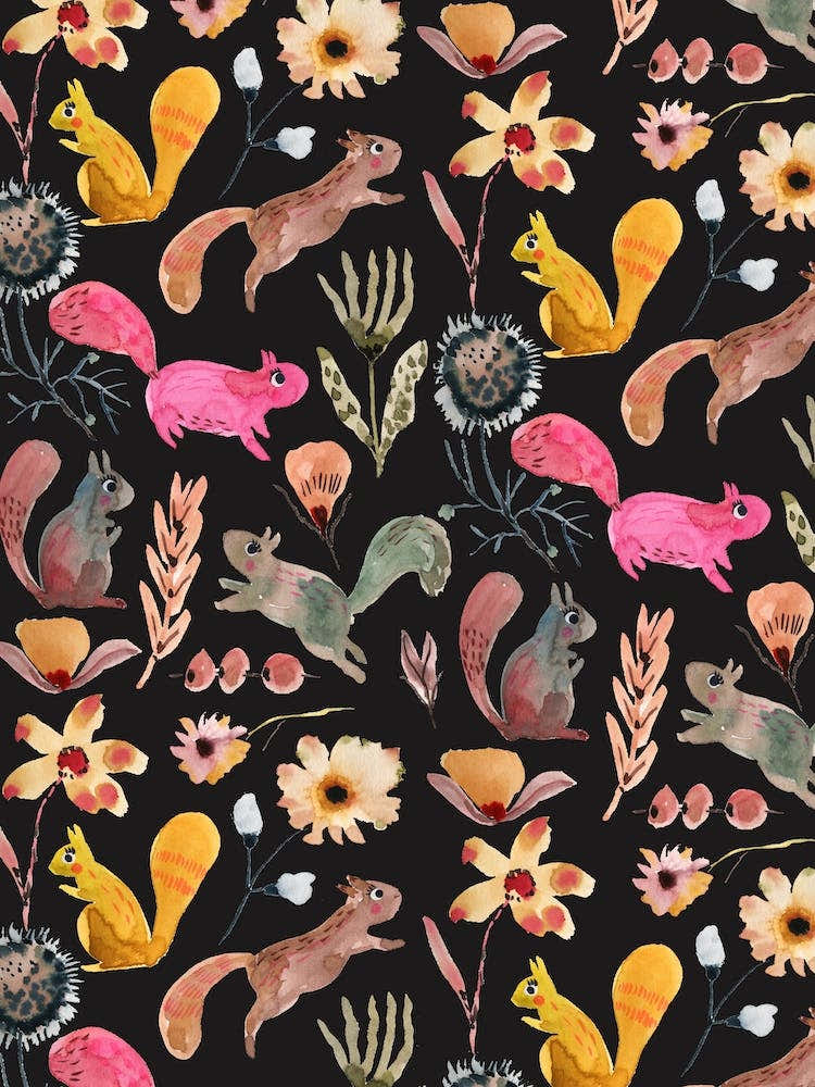 Woodland Squirrels Black