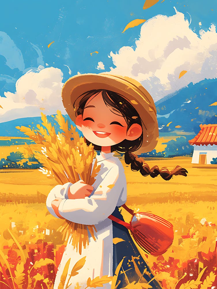 Cute Little Girl In A Wheat Field 3