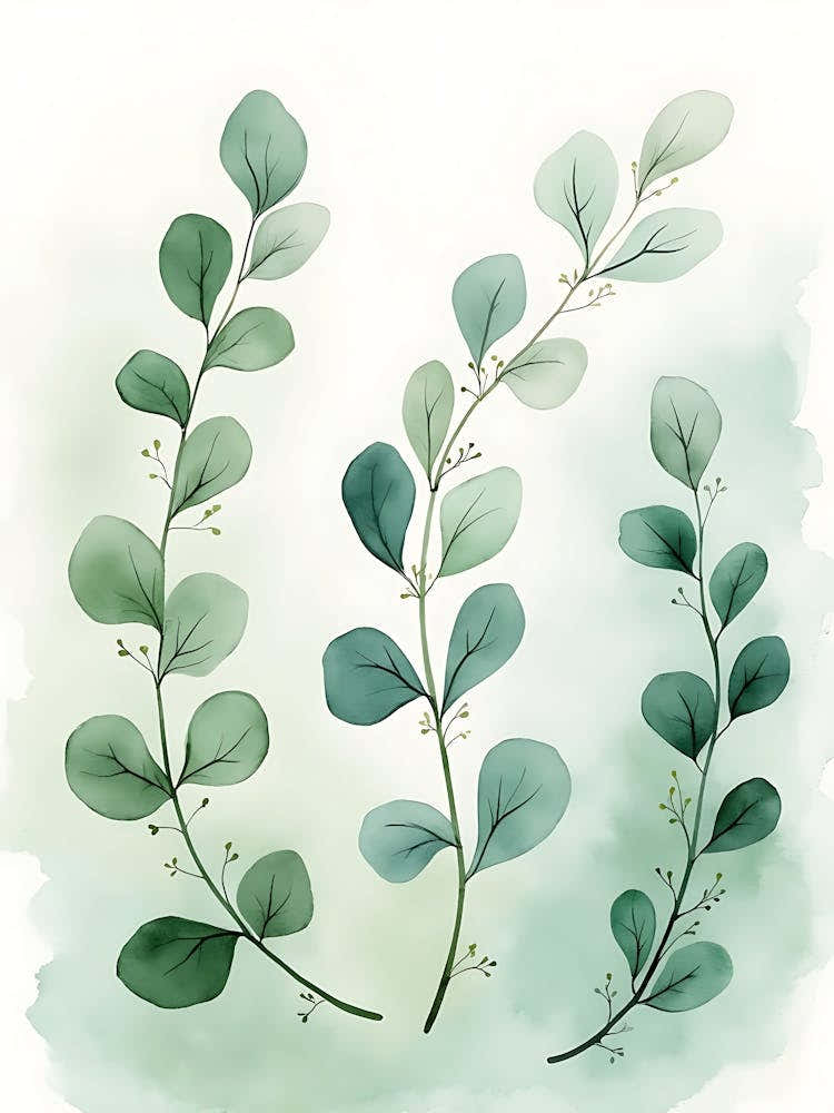 Watercolor Foliage in Sage Tones