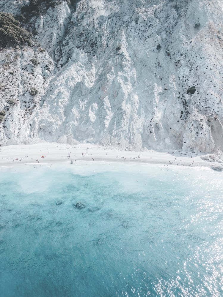 Blue And White Coastline, Portrait
