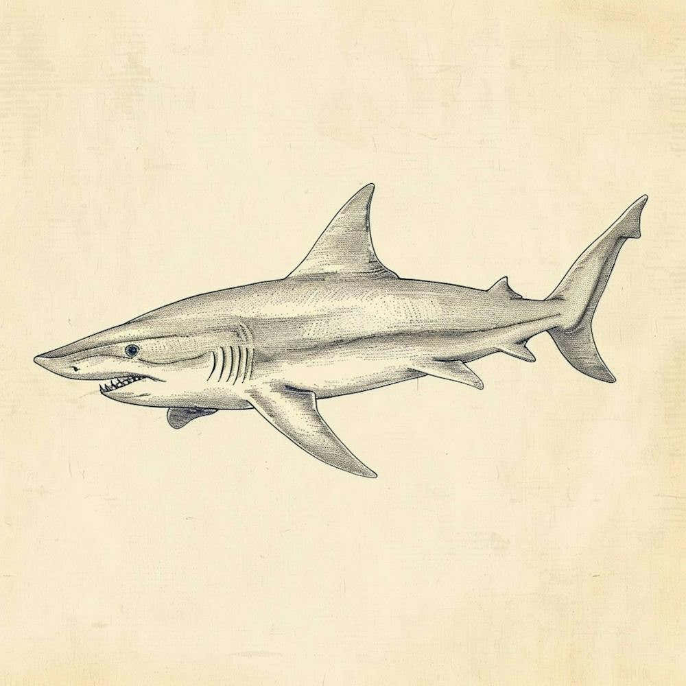 Blue Shark Vintage Illustration 1