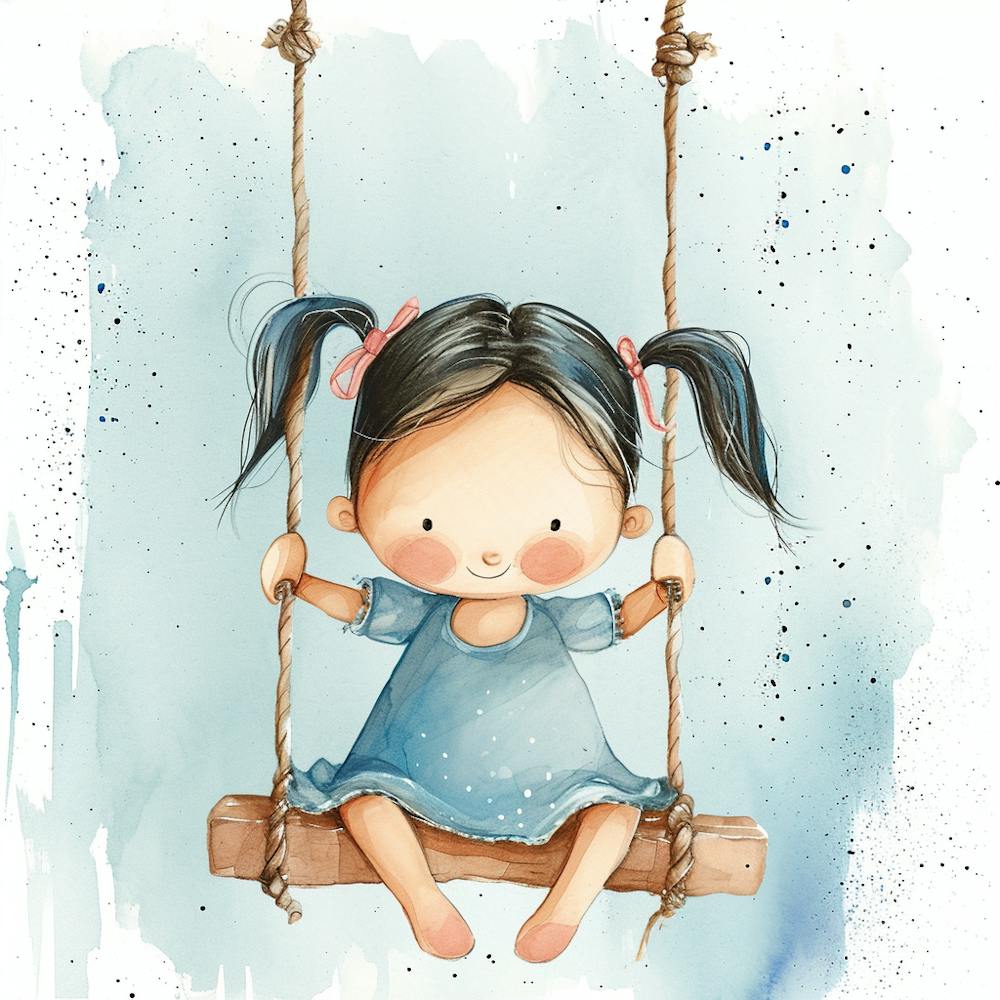Little Girl On Swing